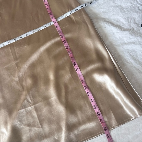 Birdy Grey Lisa Midi Shiny Satin Slip Dress Champagne Size M - Picture 11 of 13